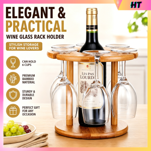 Bamboo Wine Rack with Glass Holder Ornaments Wood Wine Glass Holder Goblet Rack Nordic Upside Down Wine Rack