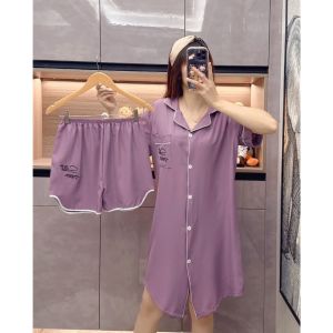 ชุดนอนผ้าไหมอิตาลีสไตล์เกาหลี นุ่มสบาย แขนสั้น/ยาว ลายการ์ตูน ไซส์ S-3XL ส่งฟรี