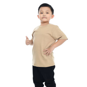 Kaos Polos Anak Oneck Lengan Pendek Bahan Katun Combed 30s Warna Khaki