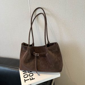WELLNOW Elegant Shoulder Bag Suede/PU Leather Retro Handbag Fashion Versatile Available in 4 Colors Commuting Tote Bag School/Travel/Work