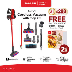 [CNY] SHARP 9-in-1 Cordless Vacuum with Mop Kit EC-SA95S-R + CNY Prosperity Pot