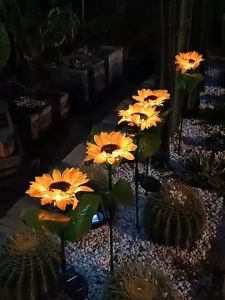 1PCS Solar Sunflower Landscape Lamp/ Lawn Garden Christmas Decoration Ground Light Pathway Solar