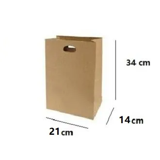 Beg Kertas / Paper D Bag/ Paper D-Cut Bag Kraft Brown / Brown Kraft Paper Bag / Handle Paper Bag / Gift Bag / beg kertas (25 PCS+-)