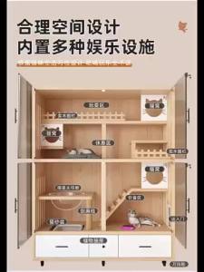 Solid Wood Cat Condo Waterproof Cat House Large Space Cat Cage Integrated Climbing Frame Cat Villa