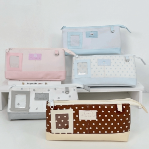 YUBAGUANB Star Print Polka Dot Pencil Case Cloth Y2k Stationery Storage Bag Makeup Cosmetic Storage Multi-functional Pencil Pouch Stationery Holder