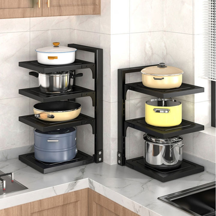 Pot & Pan Rack kitchen pot rack adjustable Kitchen Pan Organizer Multifunction Pots ...