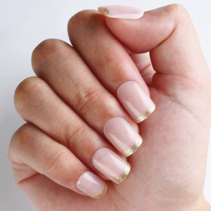 24 Pcs Reusable Artificial Nail French Tip Press On Nail Short Square Stick On Nail Glossy False Nail for Party