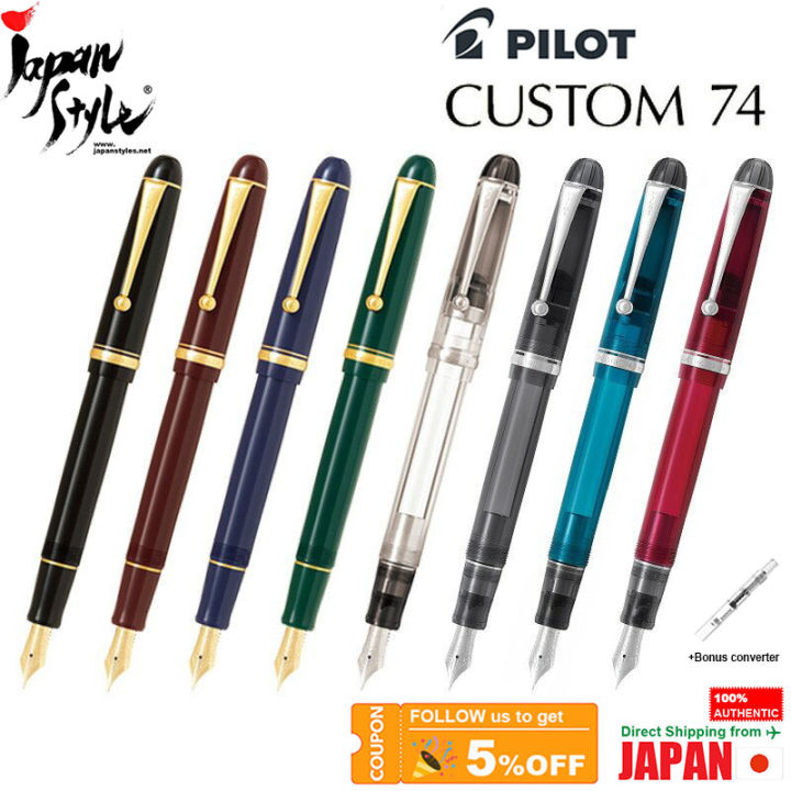 PILOT Pluma Estilográfica Custom 742, Cuerpo Negro, Punta SFM