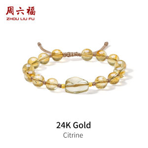 ZHOU LIU FU 周六福 24K Gold Citrine Bracelet for Women Wealth Happiness Jewelry 17cm J1715930