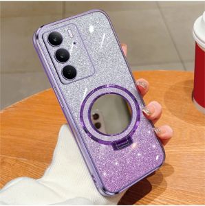 Casing Realme C75 C75X C71 C73 Luxury Gliter Premium TPU Ring Holder Mirror