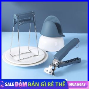 Bộ dụng cụ gắp đồ nóng kẹp bát đĩa găng tay nhắc nồi mỏ vịt silicon 4 chi tiết đa năng - COMBO 3 Món Dụng Cụ Kẹp Gắp Bát Đĩa Chống Nóng / Kẹp Gấp Thức Ăn Nóng Thép Không Gỉ Tiện Dụng