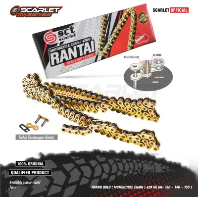 Scarlet Racing - Rantai Gear Gir Motor Sprocket Chain GOLD 428 HE