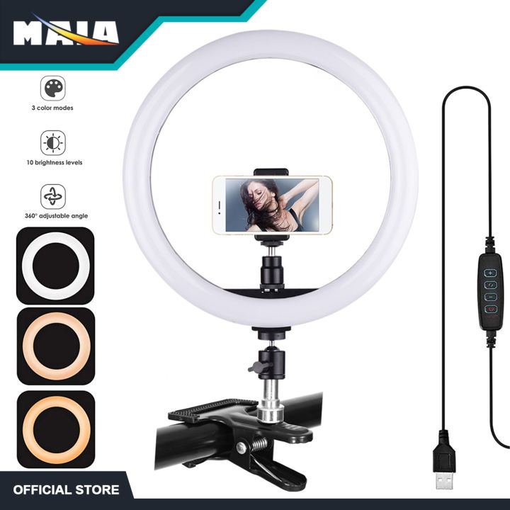 MAIA 26CM Clip Dimmable LED Ring Light Clamp Mount Desk Makeup Video