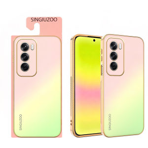 Case Vivo V27 V29 Pro V30 Pro V40 Pro V29 Lite V30 Lite V30SE V50 V60 Lite Case Pink Guava Orange Crush Gradient AG Matte Anti-Fingerprint Shockproof 4-Corner Gold Plated Bumper Luxury Raised Lip Slim Fit Phone Cover