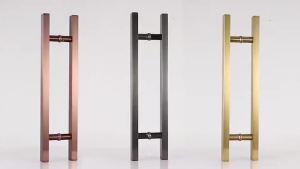 1 Pair Stainless Steel Glass Gate Square Tube Handles Bathroom Sliding Door Handle Home Hardware Door Knobs for Interior Doors