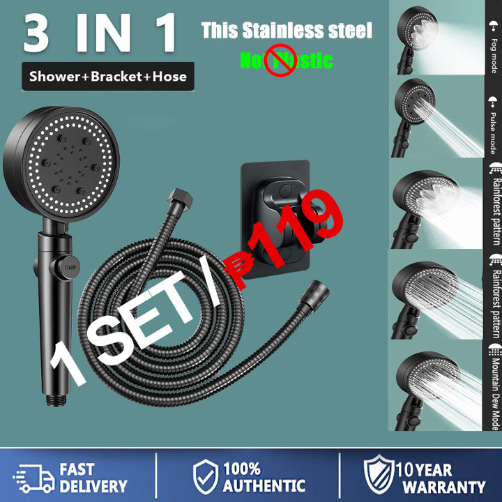 3 in 1 Shower Head With Hose shower with faucet 5-speed Pressurized ...