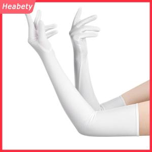 Heabety  Cao đàn hồi Spandex mặt trời bảo vệ găng tay bên hộp đêm hiệu suất đám cưới găng tay màu đen