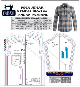 Pola Jiplak Pola Instan Pola Baju POLA KEMEJA DEWASA LENGAN PANJANG