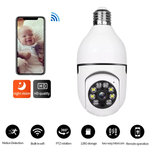 V380 Pro Dual Lens Bulb CCTV Camera Dual Screens Two Direction Motion Detection WIFI connect to APP Control Surveillance