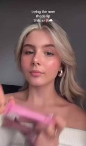 Rhode Hailey Peptide Lipstick Lip Moisturizing Tinted Lip Balm Raspberry Ribbon  Lip Gloss