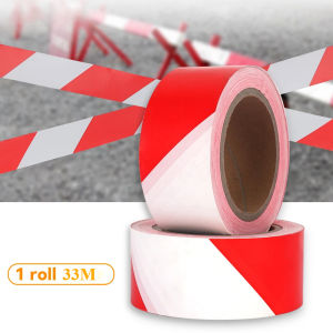 Red and White Hazard Warning Safety Stripe Warning Tape Non Adhesive Barrier Tape Suitable for Warning Dangerous Buildings