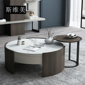 Tv Cabinet Small Apartment Marble Pattern TV Cabinet Coffee Table Combination