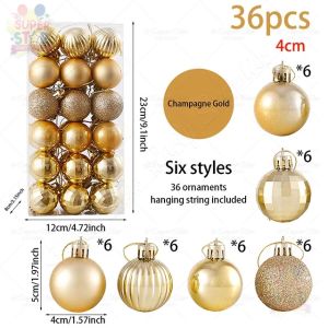 36PCS Christmas Balls Shatterproof Xmas Ornaments Hanging Ball for Xmas Tree Decor Holiday Party