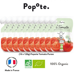 (Bundle of 10) Popote - Organic Tomato Puree / 10 x 120g / Baby Food / 100% Made in France (Expiry 28/06/2026)