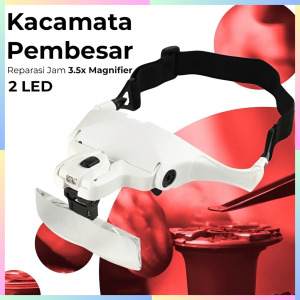 FAST DELIVERY Kacamata Pembesar Reparasi Jam Magnifier untuk Service 5 Lens 3.5X dengan 2 LED