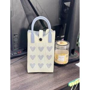 Korean Knitted Handbag Mini Phone Crossbody Bag Versatile Woven Leisure Square Casual Tote Reusable