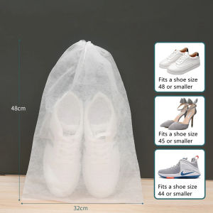 50Pcs Shoe Bag with Drawcord Shoe Dust Covers Non-woven Shoe Storage Bag Reusable Travel Tote Drawstring Bag