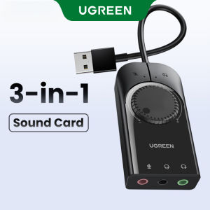 UGREEN USB Sound Card External Audio Card 3.5mm USB Adapter USB to Earphone Headphone Audio Interface for Computer PS4 Sound Card-Intl