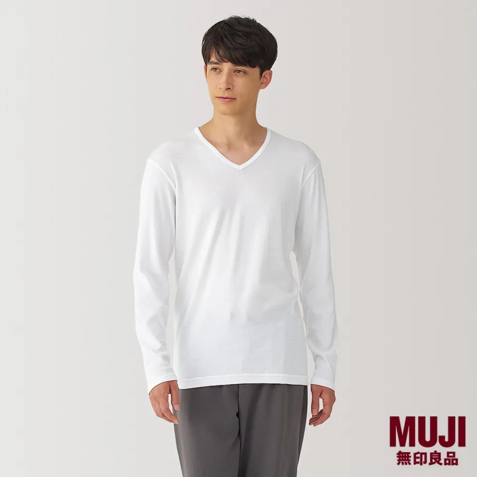 MUJI Men Warm Cotton V Neck L/S T-Shirt Lazada Singapore