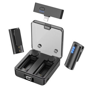 Wireless Lavalier Microphone with Charging Box Noise Reduction Professional Lapel Microphone for Studio Recording Smartphones Live Streaming