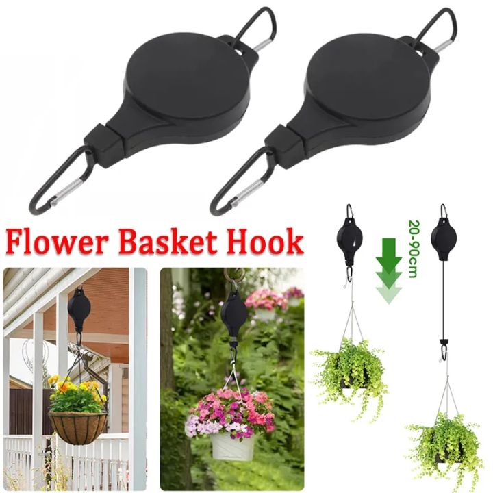 ตะขอเกี่ยวกระถางดอกไม้แบบยืดหดได้สีดำ