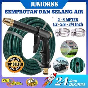 SEPAKET SET ALAT CUCI MOTOR DAN MOBIL SUPER KENCANG – HOSE NOZZLE SPRAY SEMPROTAN SELANG AIR SERAT BENANG ANTI LUMUT TEBAL 2MM PANJANG 2 METER - 5 METER