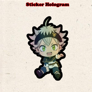 Stiker Hologram anime Asta 2 Black clover ukuran 8 cm