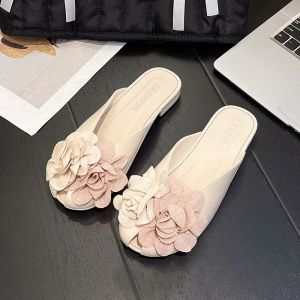 Free Shipping Summer New Fashion Flat Sandals With Floral Low Heels For Women Perfect For Wearing With Dresses