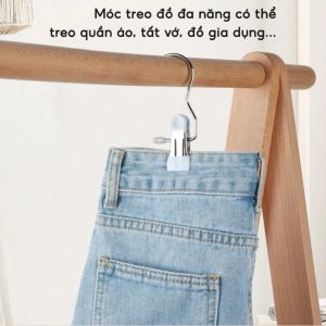 KẸP MÓC TREO ĐỒ ĐA NĂNG COMBO 10 CÁI INOX 304 CHỐNG GỈ | KẸP PHƠI QUẦN ÁO PVC