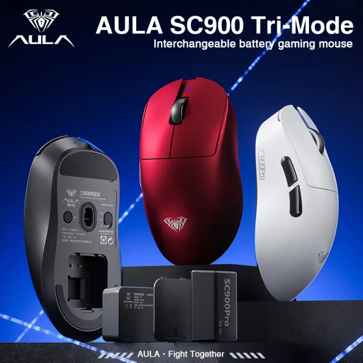 AULA SC900 Esports Tri-mode Gaming Mouse 30000DPI Supports Macro Programming BT Wireless Mouse Long lasting Battery Life Lightweight Design