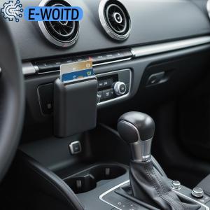 E-WOITD  Universal Car Card Holder with Integrated Card Reader and Storage Box for Car Seat Gap Multi Card Slot for Parking Garage Office Cards
