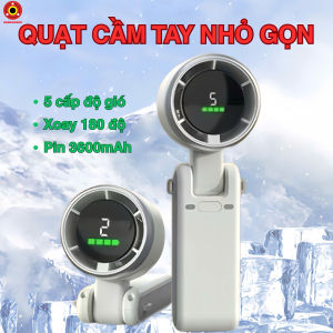 Quạt Cầm Tay Mini N607 Tốc Độ Gió Mạnh Công Suất Lớn 7W Màn Hình Hiển Thị Hiện Đại Pin Trâu
