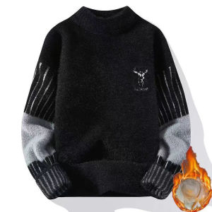 IELGY Mens Casual Thickened Winter Semi-turtleneck Base Sweater