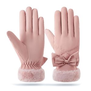 MKEB กันลื่น ถุงมือเล่นสกี ขนแกะขนแกะ อบอุ่นและอบอุ่น ถุงมือสำหรับขับรถ ปรับได้ปรับได้ ฤดูหนาวในฤดูหนาว ถุงมือหน้าจอสัมผัส สำหรับผู้หญิง