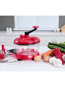 2.5L Red 3-Speed Manual Multifunctional Food Chopper Meat Veggie Grinder For Home Use