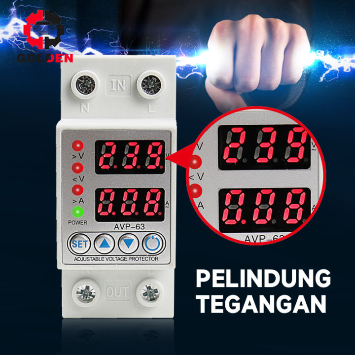 63A 220V Rel Pelindung Voltase Ganda Alat Pemutus Tegangan Listrik ...