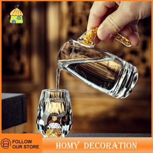 🎄【Special price】🎄Shao แก้วคริสตัลหรูหราแก้ววอดก้าแก้วบาร์เหล้า shochu ถ้วยชาฟอยล์สีทองสองชั้นของขวัญชั้นสูงเหล้าแข็ง