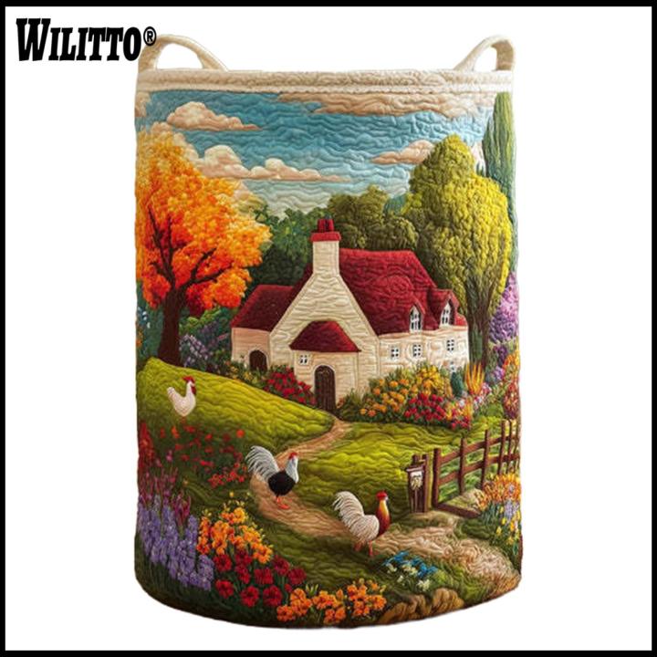 Portable Laundry Container Quilted Laundry Hamper Large Foldable Quilted Laundry Basket with Handles – Soft Storage Organizer for Nursery Bedroom Laundry Room – Durable Spacious for Asia