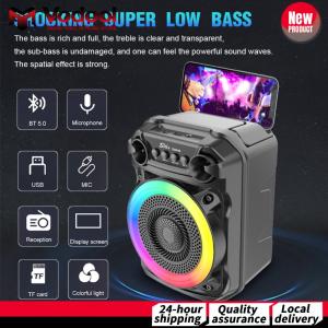 BT Speaker RGB Lights Karaoke Speaker with Microphone for Outdoor Garage Camping
