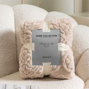 Jacquard Tafu Fleece Blanket Solid Color Winter Plush Fleece BedspreadWarm All-Season Polyester Throw for Bed and Office NapMachine Washable-Without Pillowcase